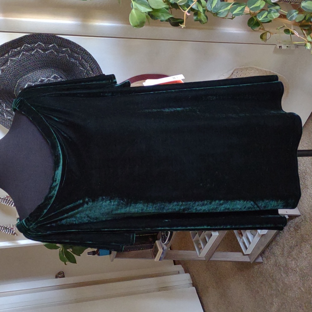 Gianni Bini Large Emerald Green Velvet Off-The-Shoulder Long Blouse/ Tunic NWT